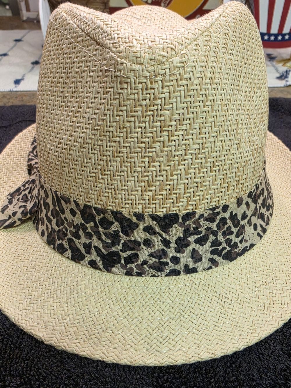 Woven Straw Fedoras With Different Printed/plain Bands X4